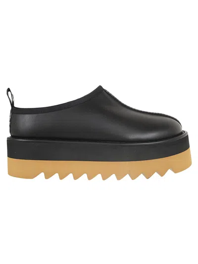Stella Mccartney Sneak-elyse Faux Shearling-lined Faux Leather Slippers In Black