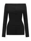 Stella Mccartney Black Solid Off Shoulder Top In Black