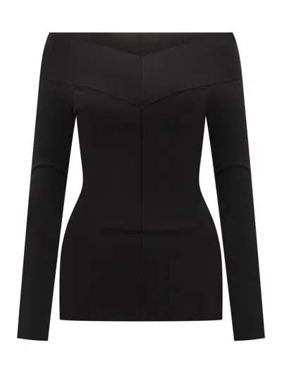Stella Mccartney Black Solid Off Shoulder Top