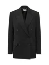 Stella Mccartney Black Solid Peaked Lapel Blazer In Black