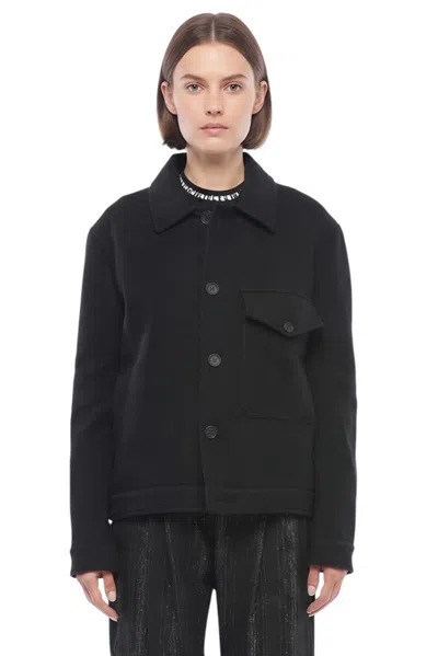 Stella Mccartney Black Solid Shirt Collar Jacket