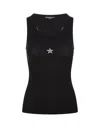 Stella Mccartney Black Crystal Star Tank Top In Black