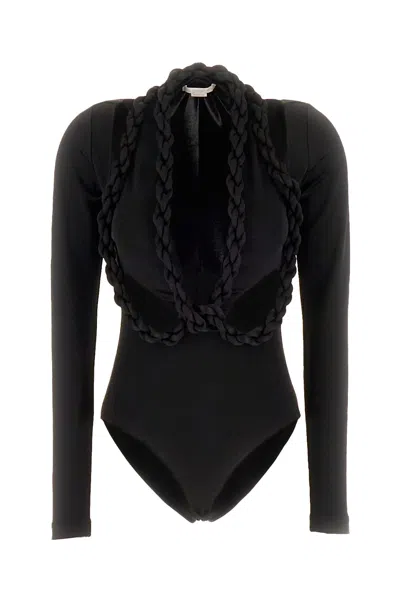 STELLA MCCARTNEY BLACK STRETCH VISCOSE BODYSUIT