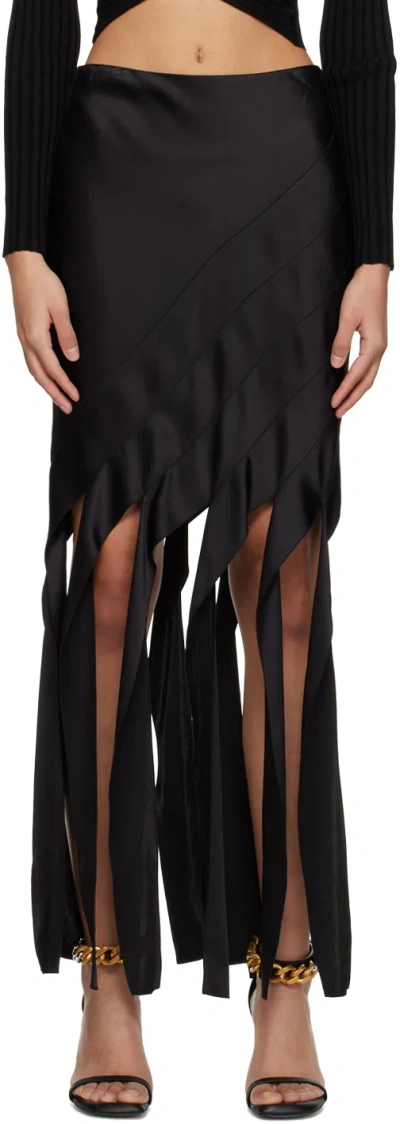 Stella Mccartney Black Strips Maxi Skirt In 1000 Black