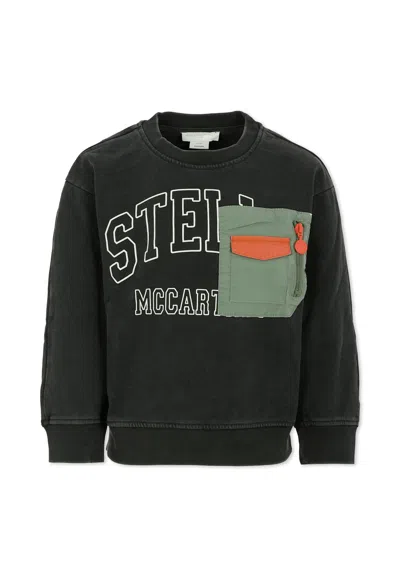 Stella Mccartney Kids' Black Sweatshirt For Boy With Logo