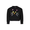 Stella Mccartney Black Sweatshirt For Girl With Cat Print In Black
