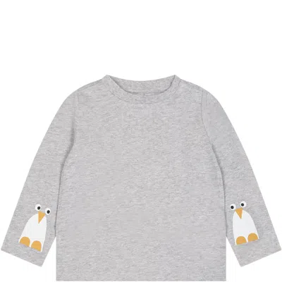 Stella Mccartney Black T-shirt For Baby Boy With Logo And Print In Grey