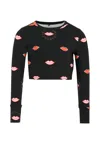 Stella Mccartney Black T-shirt For Girl With Mouth In Black