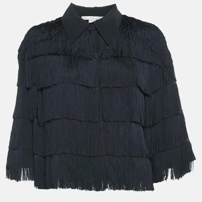 Pre-owned Stella Mccartney Black Tasseled Chiffon Shirt L