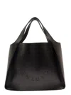 STELLA MCCARTNEY BLACK TOTE BAG WITH PERFORATED LOGO IN FAUX LEATHER WOMAN