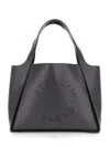 STELLA MCCARTNEY BLACK TOTE BAG WITH PERFORATED LOGO IN FAUX LEATHER WOMAN