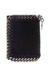 STELLA MCCARTNEY BLACK TRI-FOLD WALLET WITH CHAIN DETAIL IN FAUX LEATHER WOMAN