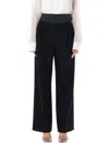 Stella Mccartney Festive Cummerbund Wool Wide-leg Pants In Black