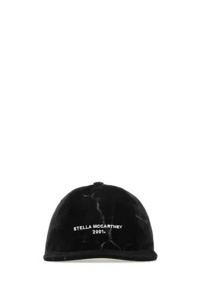 Stella Mccartney Black Velvet Baseball Cap In 1000