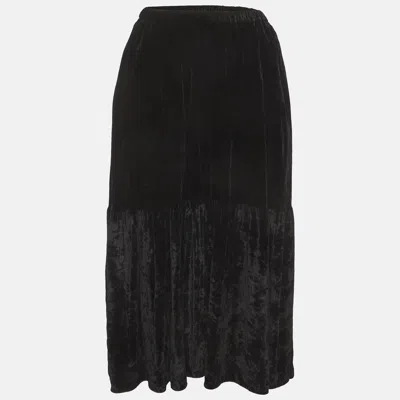 Pre-owned Stella Mccartney Black Velvet Midi Dress Xs