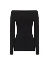 Stella Mccartney Womens Off-shoulder Long-sleeve Compact-knit Top Black In Black