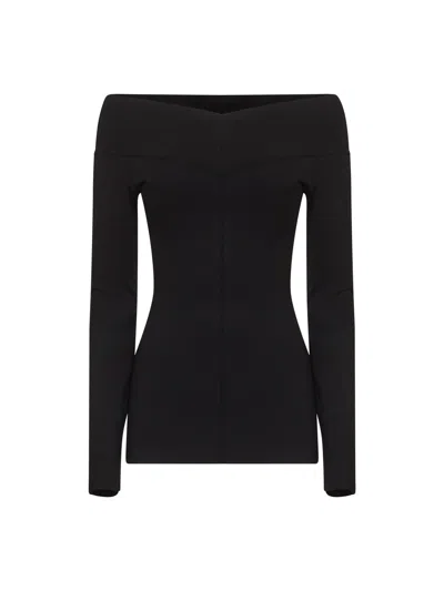 STELLA MCCARTNEY BLACK VISCOSE BLEND OFF-THE-SHOULDER TOP