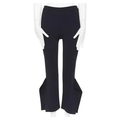 Pre-owned Stella Mccartney Black Viscose Blend Panel Flared Hem Stretch Cropped Pants Fr34
