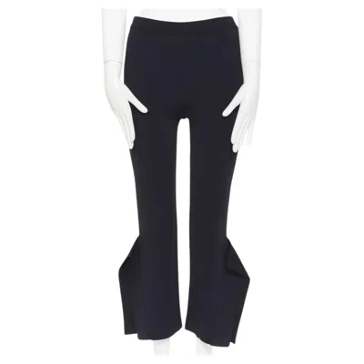 Pre-owned Stella Mccartney Black Viscose Blend Panel Flared Hem Stretch Cropped Pants Fr34