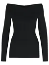 Stella Mccartney Womens Off-shoulder Long-sleeve Compact-knit Top Black In Black