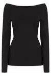 Stella Mccartney Womens Off-shoulder Long-sleeve Compact-knit Top Black In Black