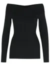 Stella Mccartney Womens Off-shoulder Long-sleeve Compact-knit Top Black In Black