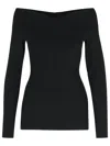 Stella Mccartney Womens Off-shoulder Long-sleeve Compact-knit Top Black In Black