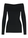 Stella Mccartney Womens Off-shoulder Long-sleeve Compact-knit Top Black In Black