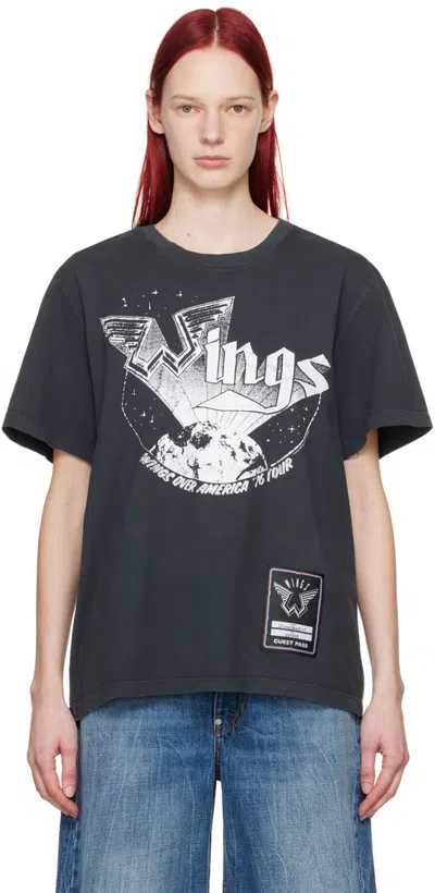 Stella Mccartney Wings Graphic Cotton T-shirt In Gunmetal Grey