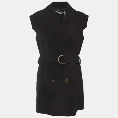 Pre-owned Stella Mccartney Black Wool Blend Belted Double Breasted Vest Xl