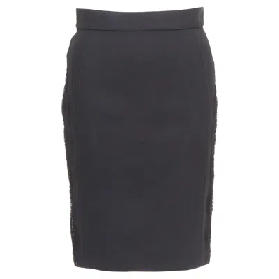 Pre-owned Stella Mccartney Black Wool Blend Lace Side Panels Cut Out Pencil Skirt It 38 Xs