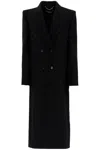 Stella Mccartney Long Double Breasted Wool Overcoat In Black