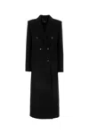Stella Mccartney Long Double Breasted Wool Overcoat In Black