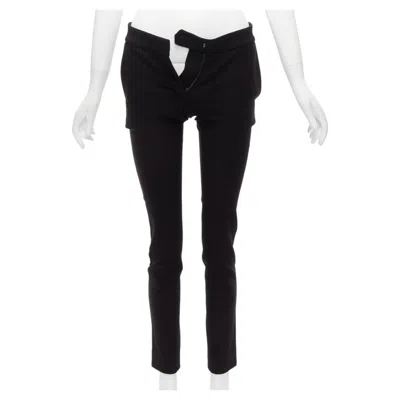 Pre-owned Stella Mccartney Black Wool High Waist Back Pocket Cropped Skinny Pants It36 Xxs