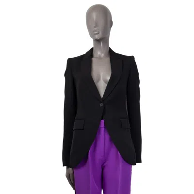 Pre-owned Stella Mccartney Black Wool Longline Fitted Blazer Jacket 38 Xs
