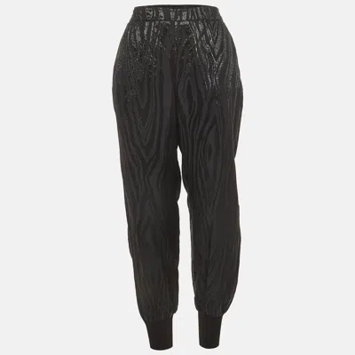 Pre-owned Stella Mccartney Black Zebra Pattern Jacquard Tapered Trouser M