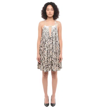 Stella Mccartney Blackwhite Floral Halter Neck Mini Dress In Brown