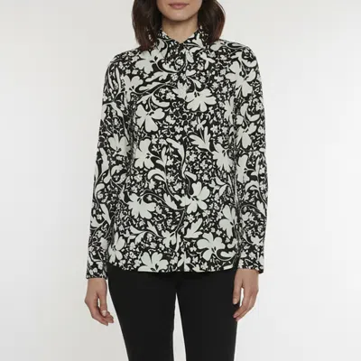 Pre-owned Stella Mccartney Black/white Floral Print Silk Button Up Shirt S