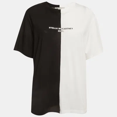 Pre-owned Stella Mccartney Black/white Logo Print Jersey Crewneck T-shirt S