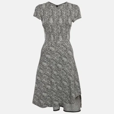 Pre-owned Stella Mccartney Black/white Wool Blend Flared Mini Dress S