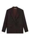 Stella Mccartney Double Breasted Wool Blazer In Brown