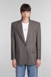 Stella Mccartney Women's Embroidered Wool Oversize Blazer In Grey