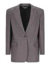 Stella Mccartney Women's Embroidered Wool Oversize Blazer In Grey