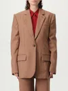 Stella Mccartney Womens Single-breasted Notch-lapel Wool Blazer Rosewood In Brown
