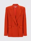 Stella Mccartney Double-breasted Wool Blazer Featuring Peak Lapels In Red