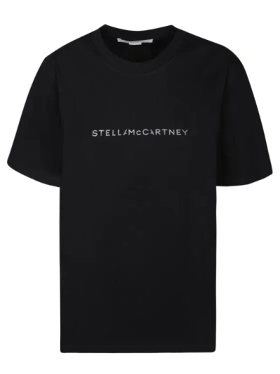 Stella Mccartney Blcak Cotton T-shirt In Black