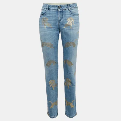 Pre-owned Stella Mccartney Blue Animal Foil Print Denim Jeans M Waist 30"