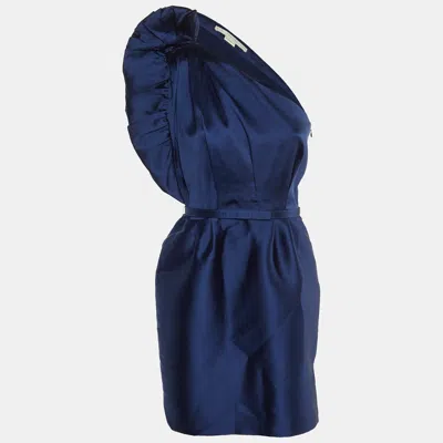 Pre-owned Stella Mccartney Blue Cotton & Silk One Shoulder Dress M