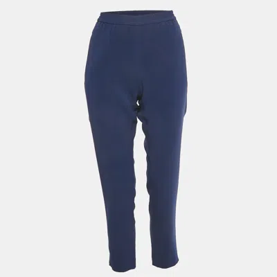 Pre-owned Stella Mccartney Blue Crepe Elasticated Crepe Trousers M