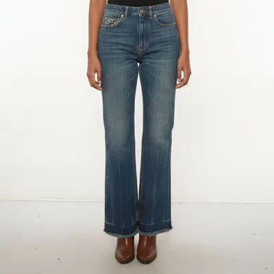 Pre-owned Stella Mccartney Blue Denim Crop Flare Jeans S/waist 26"